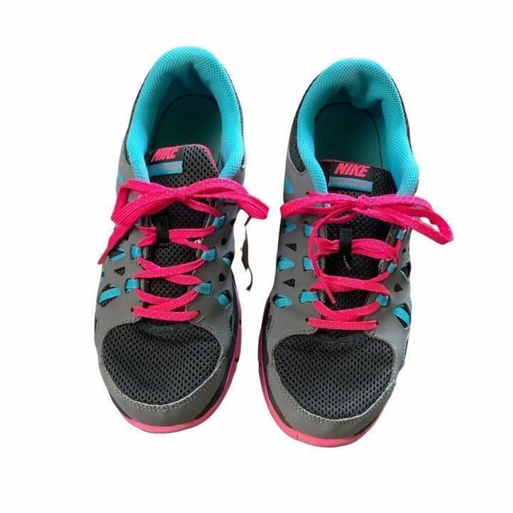 Nike‎ Dual Fusion Run II 6.5Y Shoes Pink Teal Gray - Picture 2 of 9